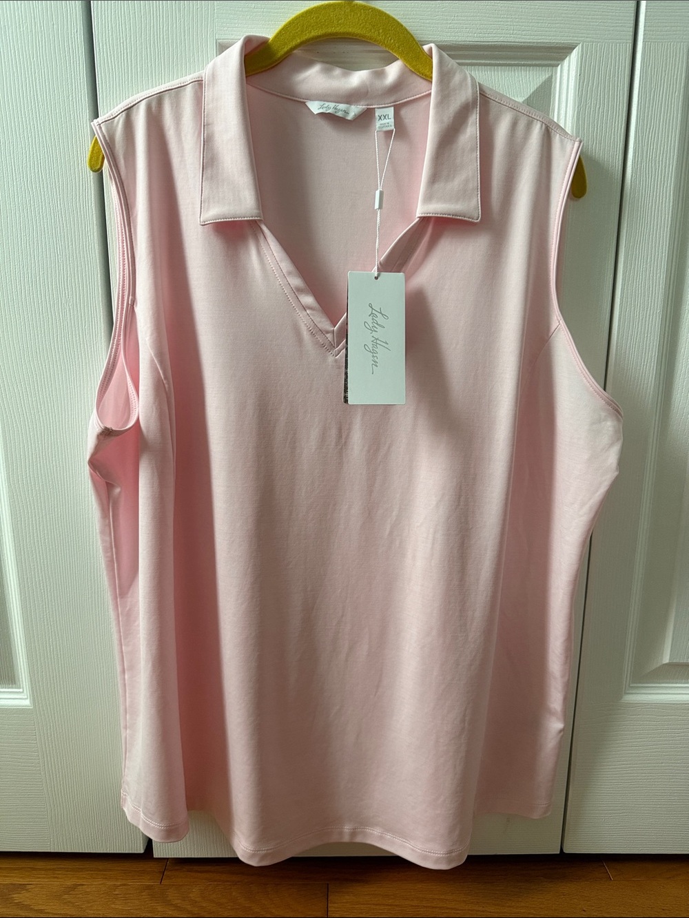 NWT ~ Woman’s Lady Hagen Light Pastel Pink Sleeveless Polo Golf Tank ~ XXL